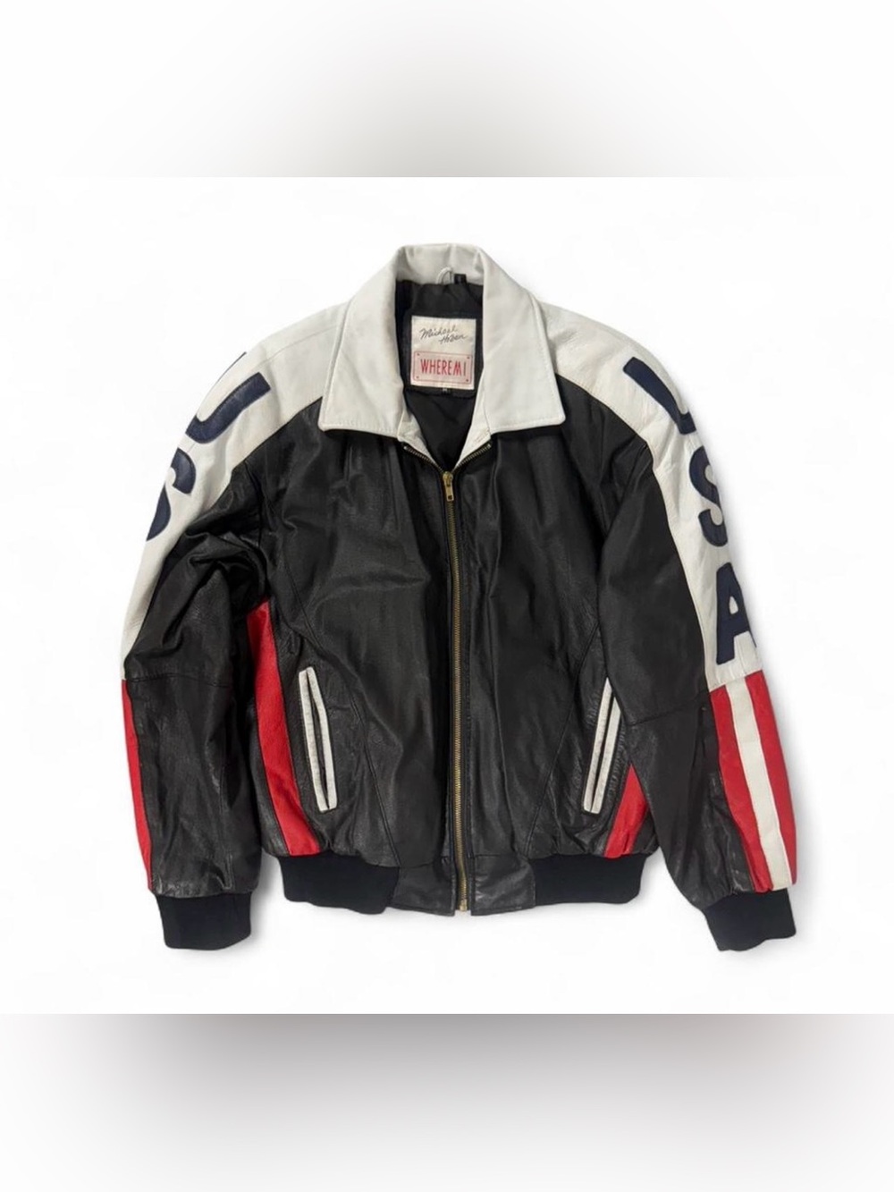 Vintage 90’s Michael Hoban American Flag Leather Patriotic USA Jacket Men M